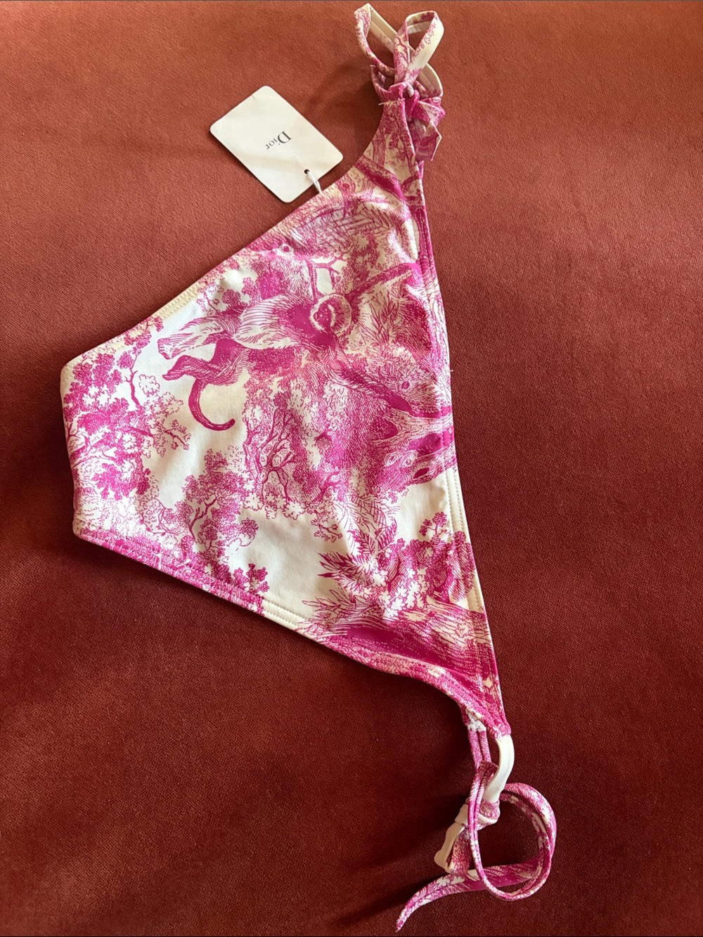 Dior Cream and Pink Toile de Jouy Tie-Side Bikini Bottom👙🐝 - Picture 2 of 4